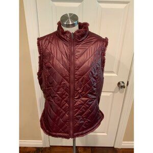 Nicole Miller Raspberry Purple Vegan Fur Reversible Puffer Vest, Size XXL